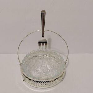 Silver Plated The Windsor Range Glass Bowl And Fork Set Mayfair London